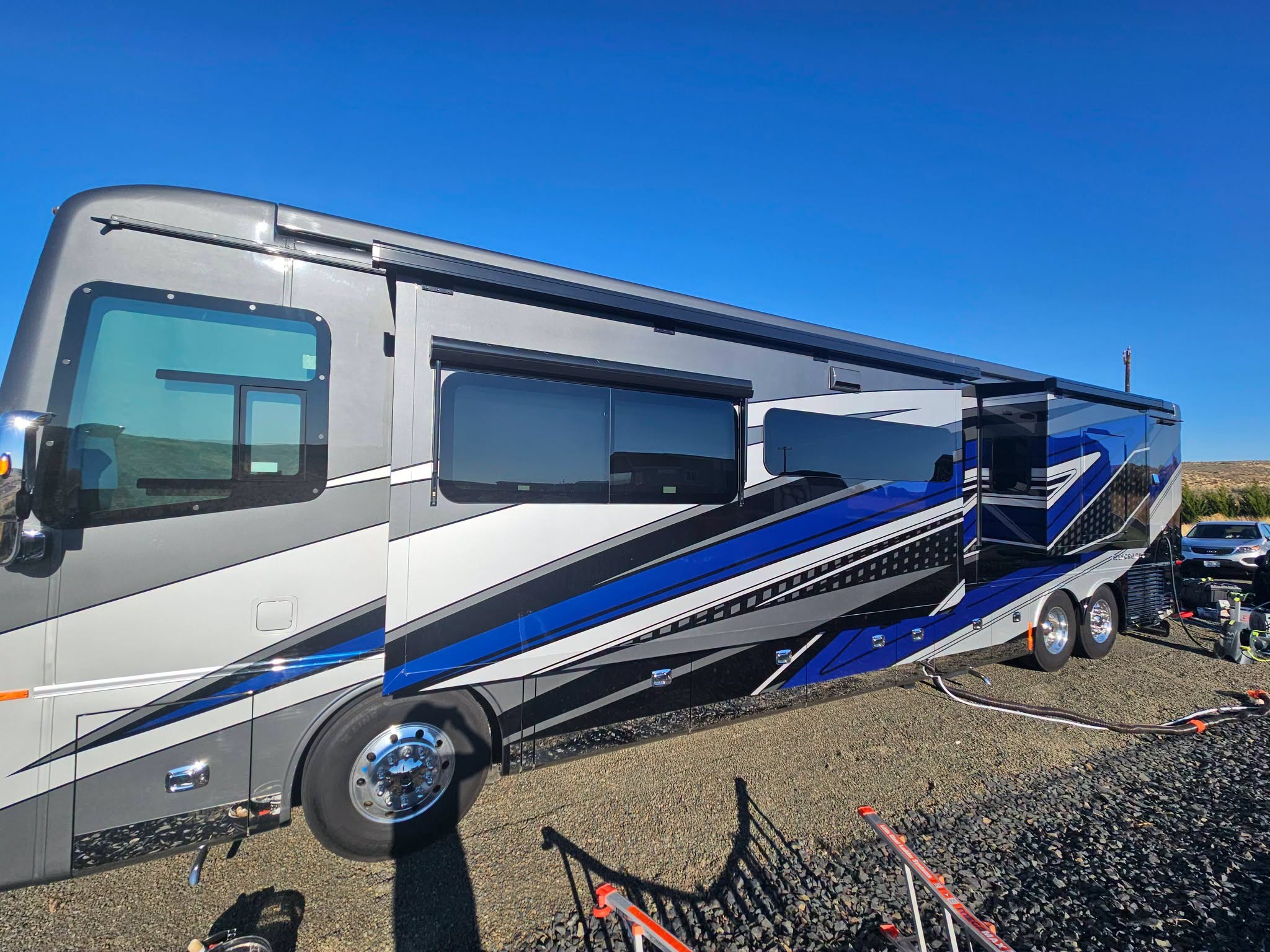 Class A motorhome after mobile RV detailing